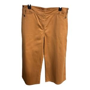 NWOT St. John Sport by Marie Gray Peachy Tan Wide Leg Cropped Jeans Sz 14